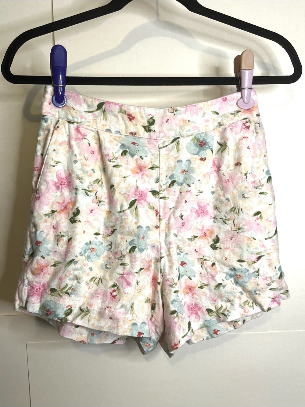 Abercrombie & Fitch Women’s Size S Floral High-Waist Linen-Blend Shorts
